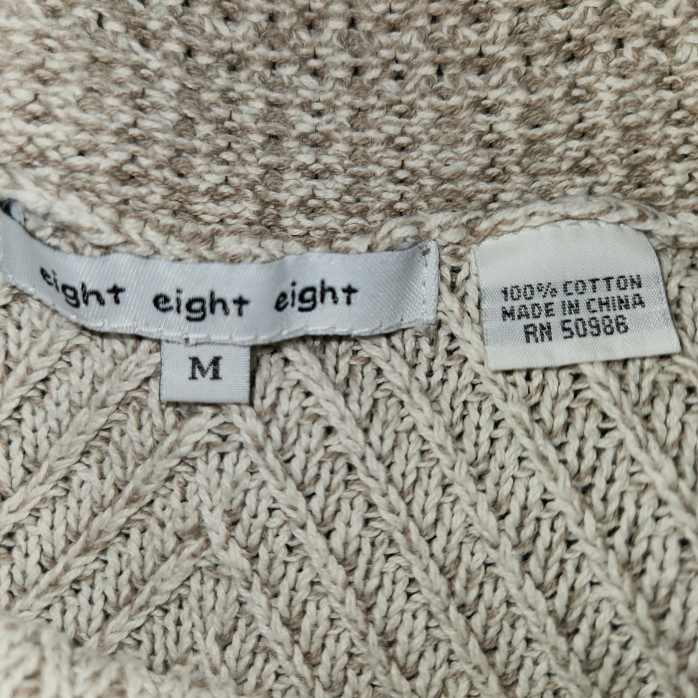 Eight Eight Eight Tan Textured Knit Cowl Neck Sweater Size M Loose Fit Lagenlook - Picture 9 of 10